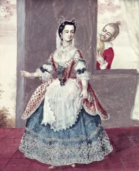 「フィガロの結婚」におけるスザンヌの役割におけるマドモアゼル・コンタ（1760-1813）